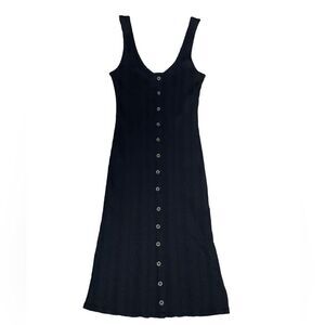 American Eagle Black Ribbed Button Down Bodycon Midi Dress (Size: XS)
